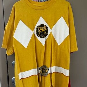 Power Ranger Yellow Short Sleeve Tee with White Diamond Print